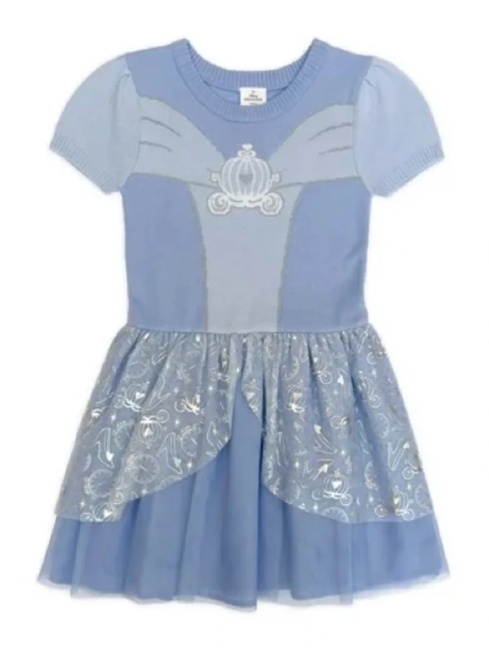 Girls Disney Princess Cinderella Cosplay Short Sleeve Sweater Dress